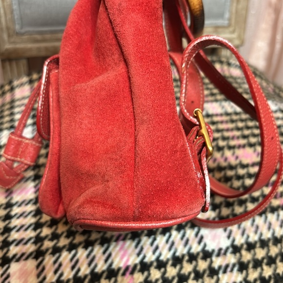 GUCCI bamboo mini backpack red suede leather - Picture 13 of 15